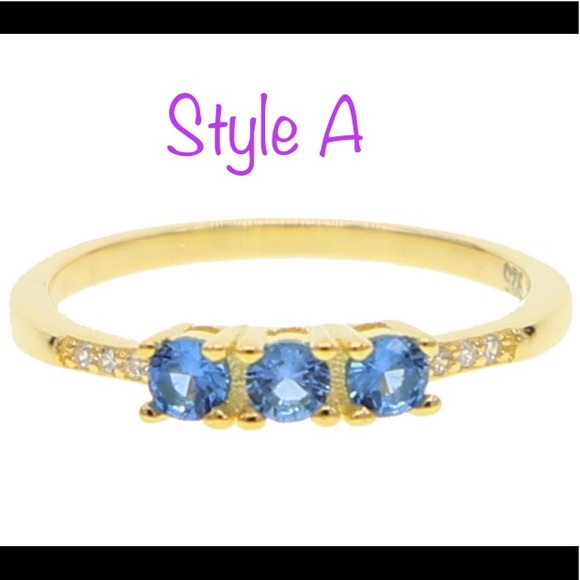 925 silver/ gold Stacking rings Sapphire + - Picture 3 of 16